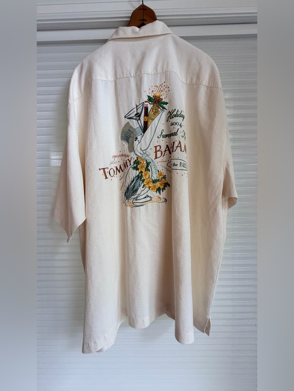 Tommy Bahama 2004 Holiday Survival Kit Silk Shirt XXL Cream Fits The Bill